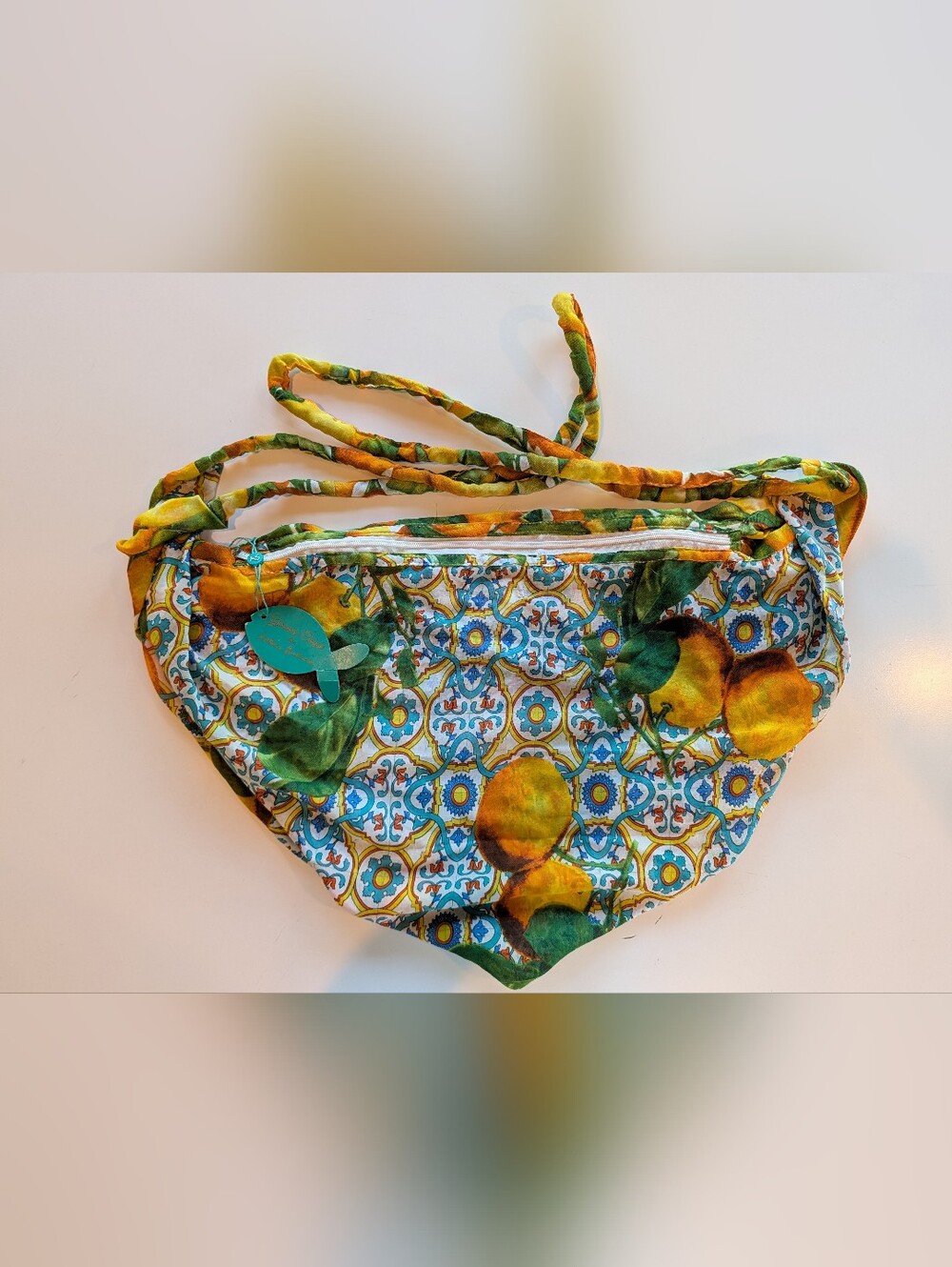 Antica Sartoria Mediterranean Lemon Print Light Fabric Shopping Beach Bag